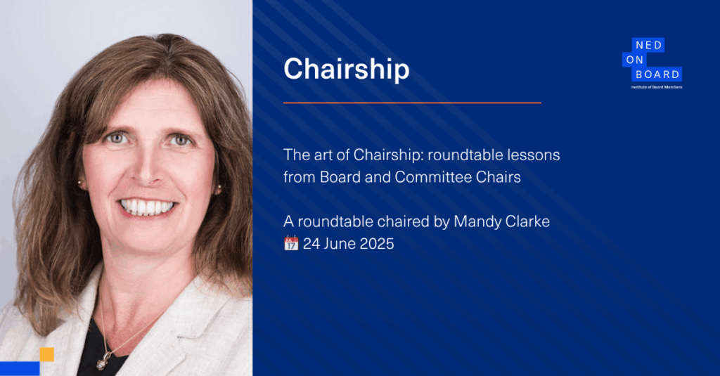 Picture of Mandy Clarke, experienced board and committee chair who led the NEDonBoard roundtable on Chairship