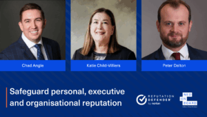 Pictures of the panelists for a NEDonBoard event on non-executive online presence through cyber and reputation lens