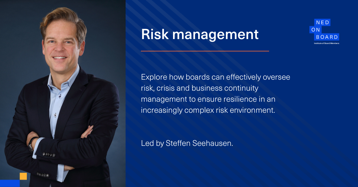 Picture of Steffen Seehausen who led the NEDonBoard international board community session on risk management