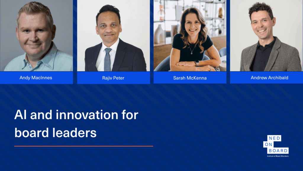 Photos of speakers at NEDonBoard x Google event on AI for board leaders