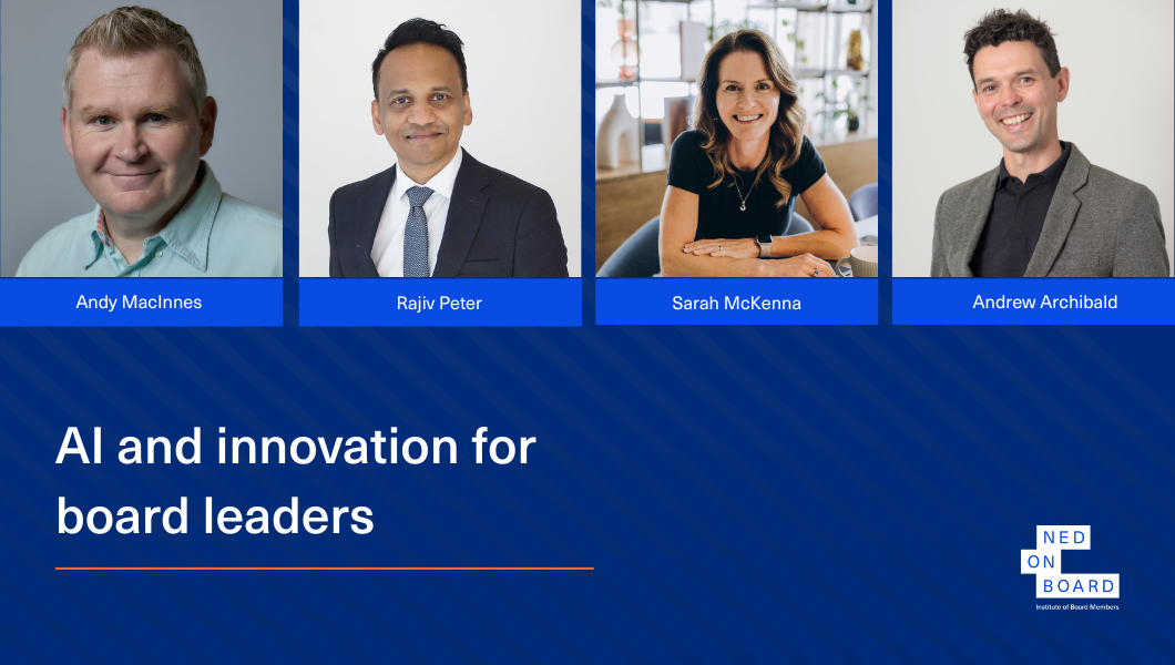 Photos of speakers at NEDonBoard x Google event on AI for board leaders
