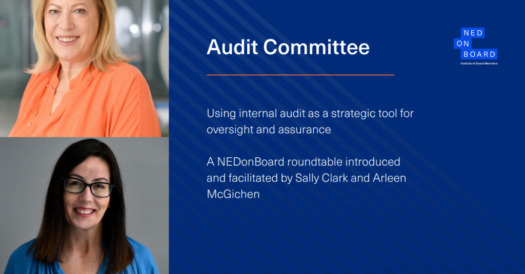 Pictures of Sally Clark and Arleen McGichen, facilitators to the NEDonBoard roundtable on internal audit and audit committees