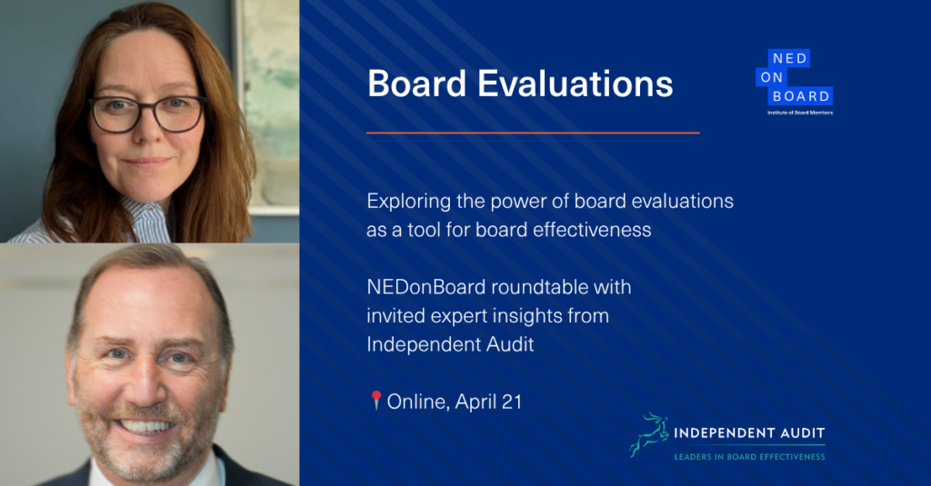 Picture of speakers from Independent Audit for a NEDonBoard roundtable on board evaluations: their value and best practices