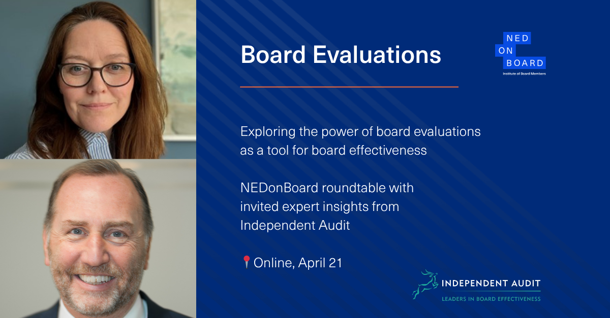 Picture of speakers from Independent Audit for a NEDonBoard roundtable on board evaluations: their value and best practices