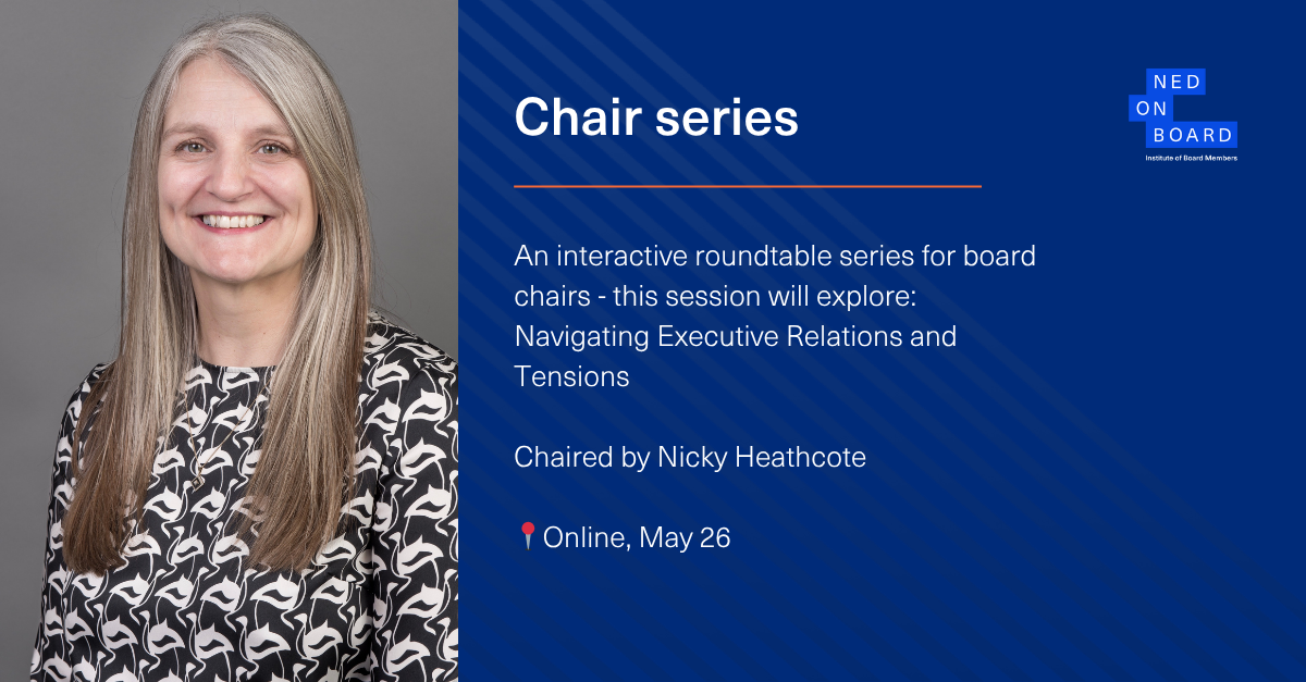 Picture of Nicky Heathcote who chaired the NEDonBoard roundtable for board chairs on boardroom tensions