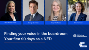 Panelists and facilitator for this joint NEDonBoard x CFA UK event on first 90 days in a NED role