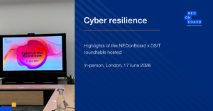 Picture of the screen awaiting participants attending the NEDonBoard x DSIT roundtable